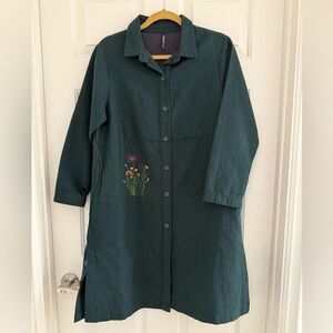 Ebenesel Made in Korea Art to Wear Embroidered button up shirt Dress jacket